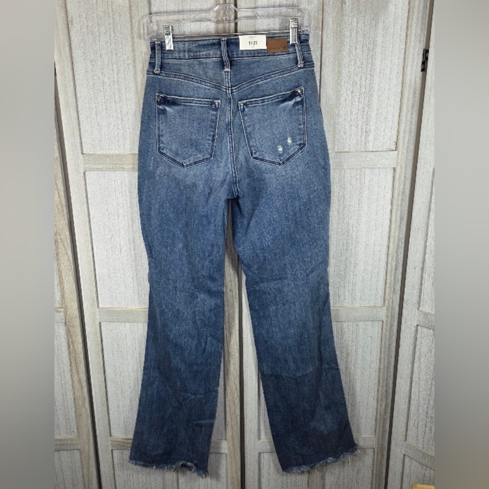 New Judy Blue High Waist Straight Leg Jeans Size 1/25 Distressed Raw Hem - Picture 3 of 11